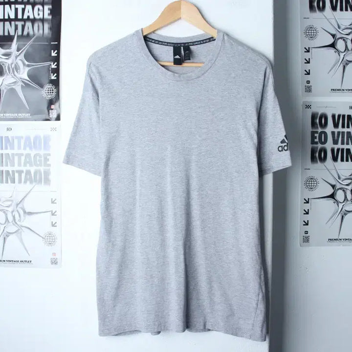 [BUNJANG] Adidas Small Logo T-Shirt Grey Old School / (L-XL) 아디다스 반팔 티셔츠 스몰로고 그레이 올드스쿨-75B1