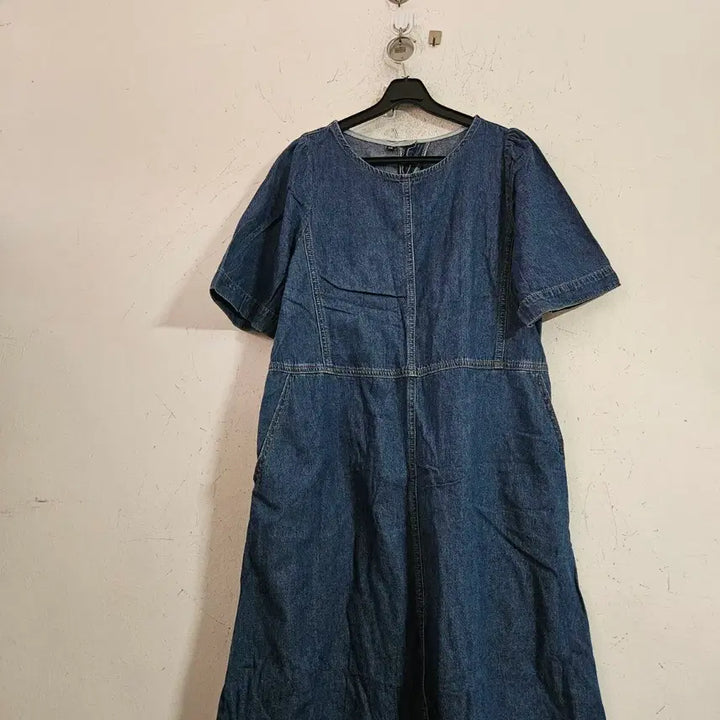 [BUNJANG] Denim Short Sleeve Long Dress / 청 데님 반팔 롱 원피스