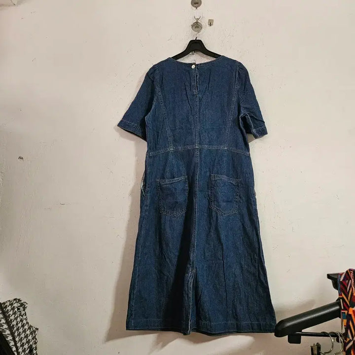 [BUNJANG] Denim Short Sleeve Long Dress / 청 데님 반팔 롱 원피스