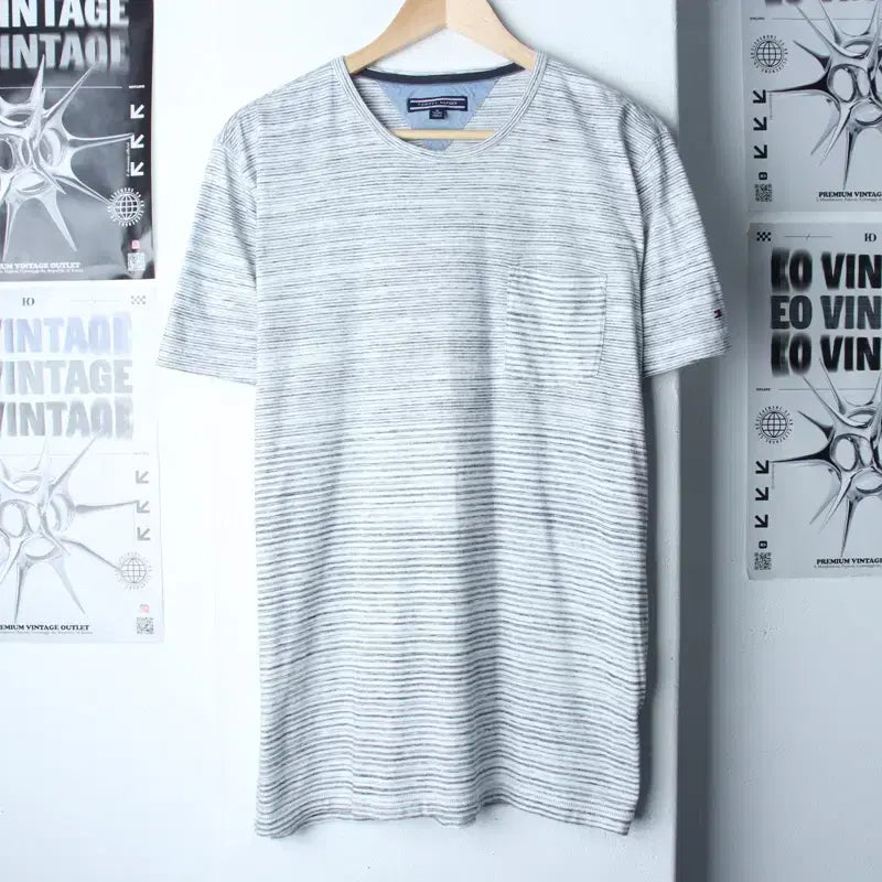 [BUNJANG] Tommy Hilfiger Striped T-Shirt (XL-2XL) / (XL-2XL) 타미힐피거 반팔 티셔츠 빅사이즈 스트라이프-75B2