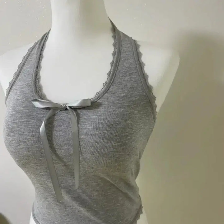 [BUNJANG] Lace Halter Top / 레이스 홀터나시