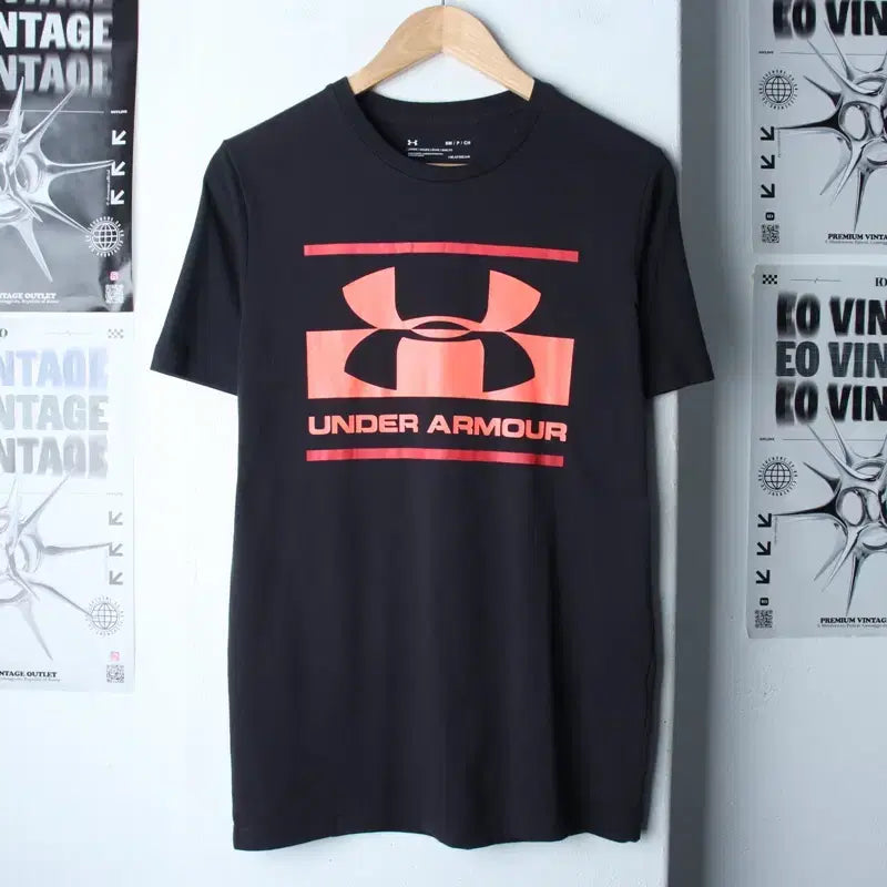 [BUNJANG] Under Armour Big Logo T-Shirt Charcoal Old School / (S-M) 언더아머 반팔 티셔츠 빅로고 차콜 올드스쿨-75B6