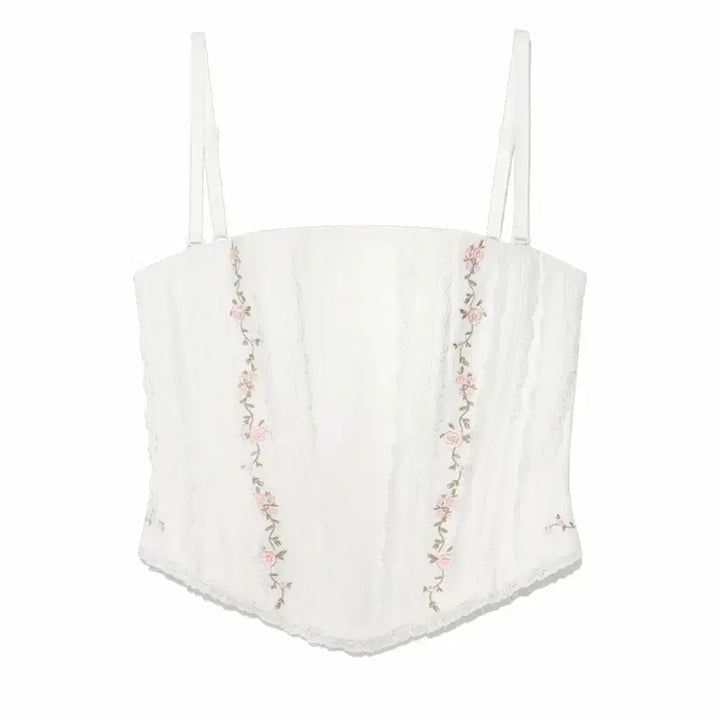 [BUNJANG] Glowny Lace Rose Corset Top S / 글로니 레이스 로즈 코르셋 탑 s
