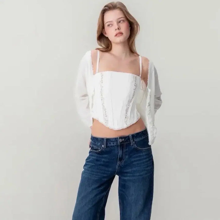[BUNJANG] Glowny Lace Rose Corset Top S / 글로니 레이스 로즈 코르셋 탑 s