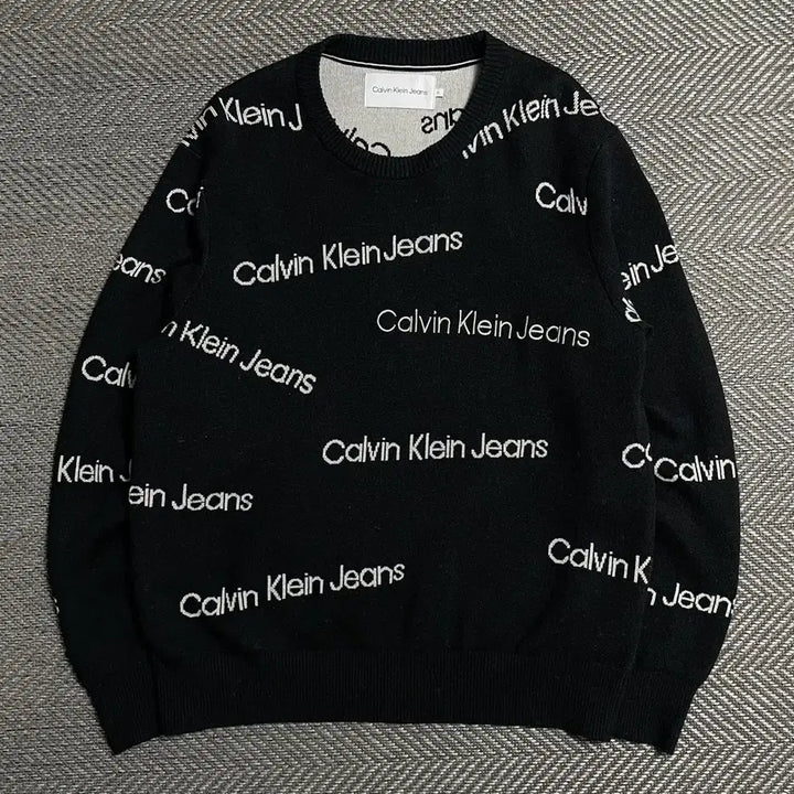 [BUNJANG] Calvin Klein Logo Play Round Wool Knit Black XL / 캘빈클라인 로고 플레이 라운드 울 니트 블랙o 5578