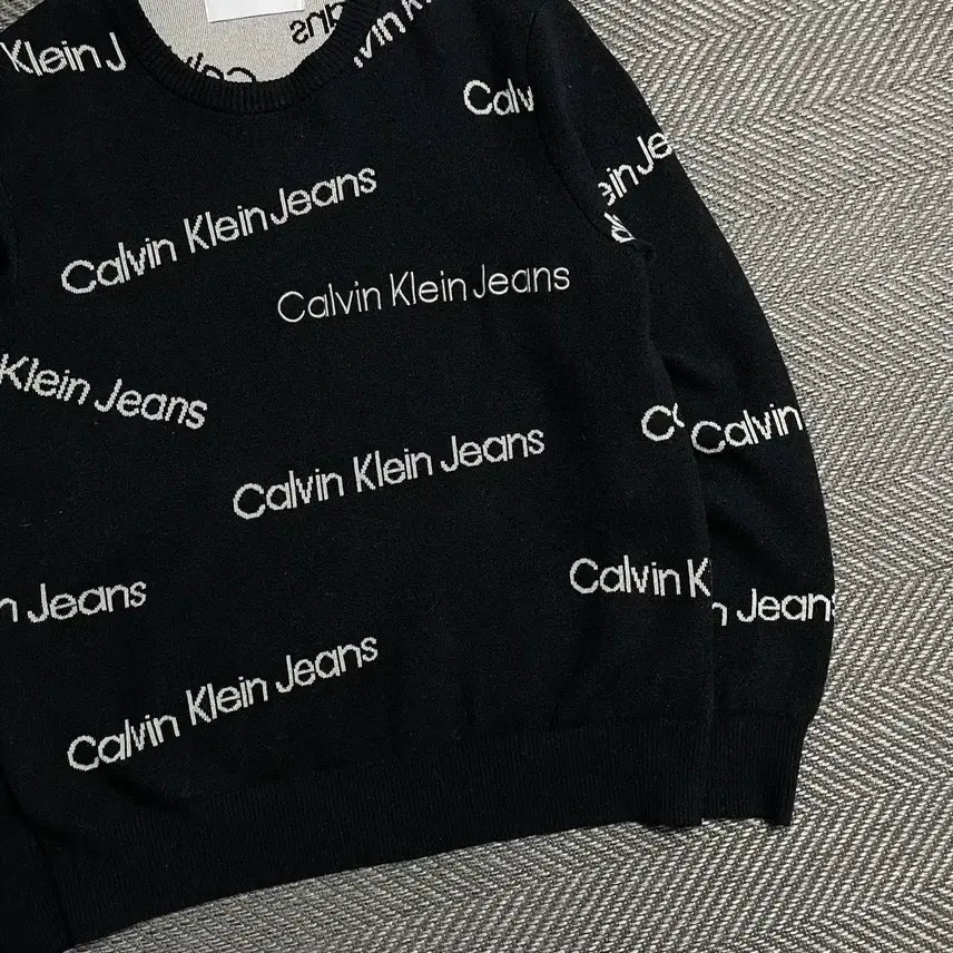 [BUNJANG] Calvin Klein Logo Play Round Wool Knit Black XL / 캘빈클라인 로고 플레이 라운드 울 니트 블랙o 5578