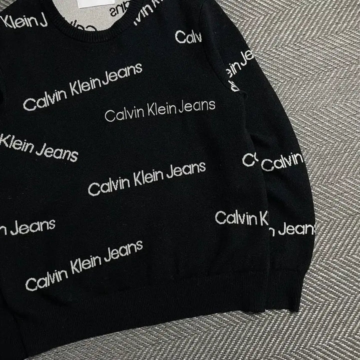 [BUNJANG] Calvin Klein Logo Play Round Wool Knit Black XL / 캘빈클라인 로고 플레이 라운드 울 니트 블랙o 5578
