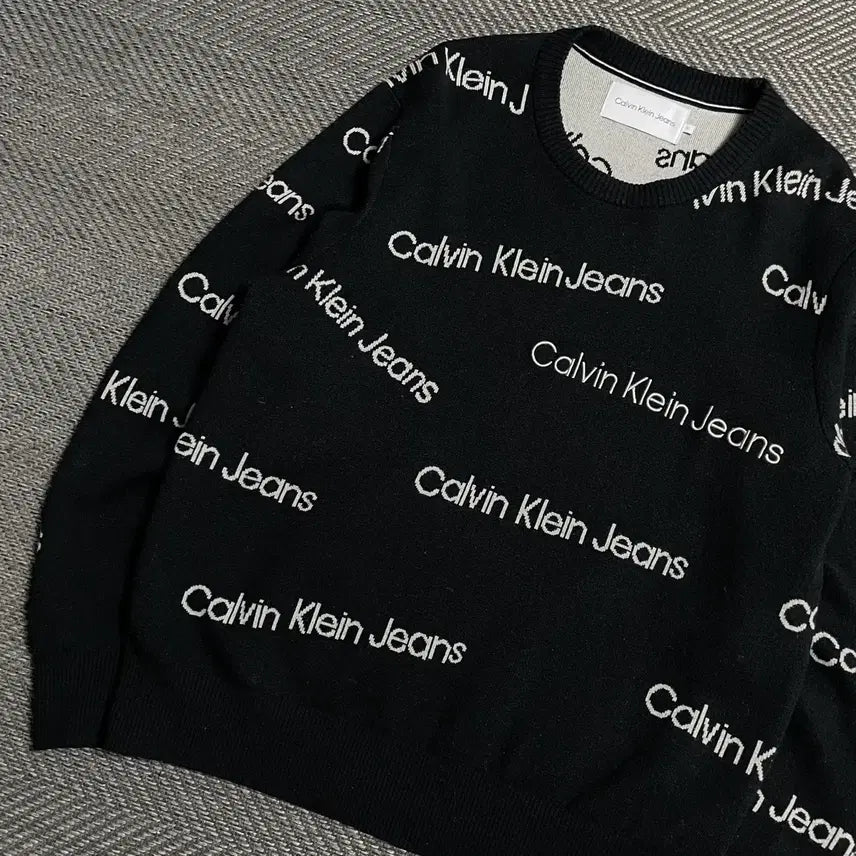 [BUNJANG] Calvin Klein Logo Play Round Wool Knit Black XL / 캘빈클라인 로고 플레이 라운드 울 니트 블랙o 5578
