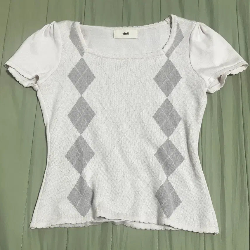 [BUNJANG] Oini Argyle Lace Knit Pink / 오이니 아가일 레이스 니트 연핑크
