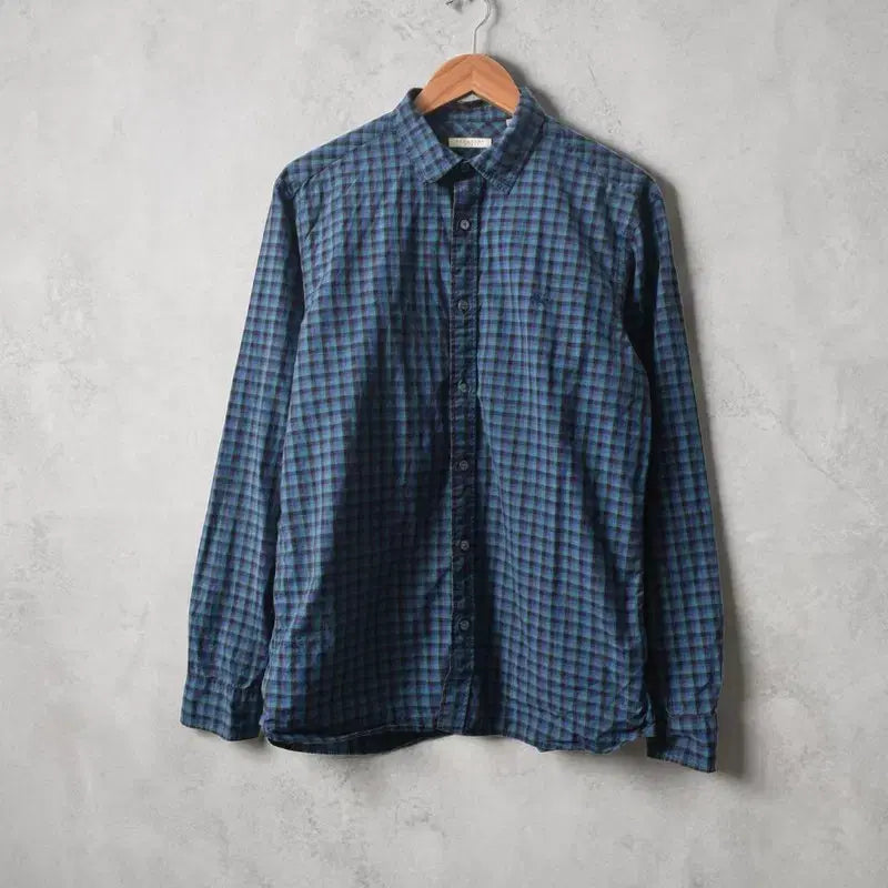 [BUNJANG] Burberry Brit Check Cotton Shirt Blue Green L / 버버리 체크 셔츠 L M0387