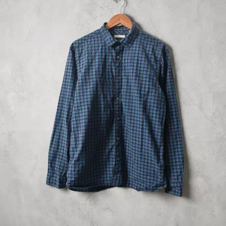 [BUNJANG] Burberry Brit Check Cotton Shirt Blue Green L / 버버리 체크 셔츠 L M0387