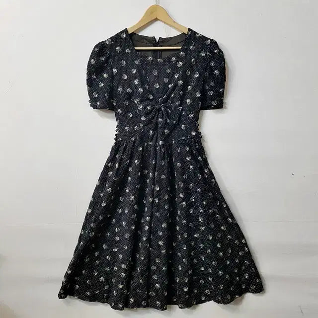 [BUNJANG] Black Lace Ribbon Dress / 블랙 레이스 리본 원피스