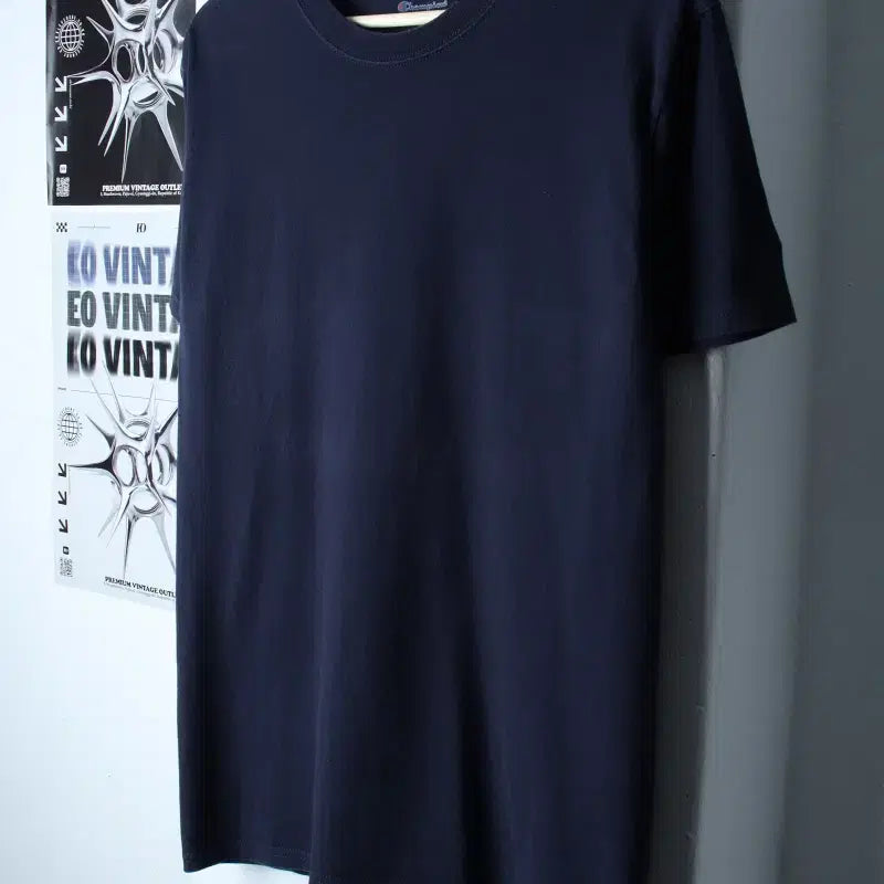 [BUNJANG] Champion Plain T-Shirt Navy / (M-L) 챔피온 반팔 티셔츠 네이비 무지 올드스쿨-75BE