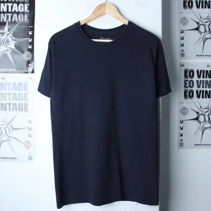 [BUNJANG] Champion Plain T-Shirt Navy / (M-L) 챔피온 반팔 티셔츠 네이비 무지 올드스쿨-75BE
