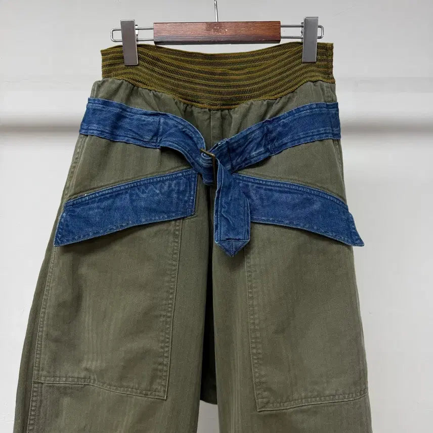 [BUNJANG] KAPITAL Military Balloon Pants with Denim Belt / 캐피탈 KAPITAL 데님 벨트 밀리터리 벌룬 팬츠 JS51