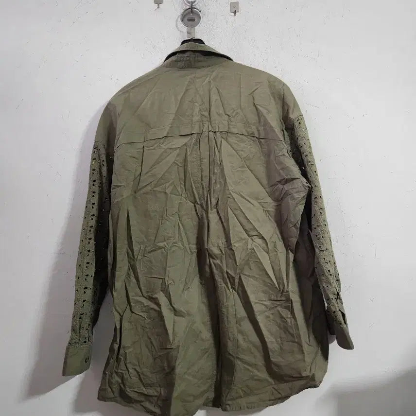 [BUNJANG] Free People Khaki Punching Long Shirt / Free People 카키색 펀칭 롱 셔츠