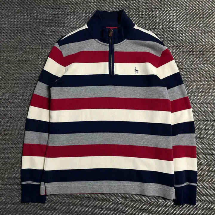 [BUNJANG] Hazzys Striped Knit Half-Zip Long Sleeve T-Shirt / Hazzys 스트라이프 니트 카라 긴팔 반집업 티셔츠o 5586