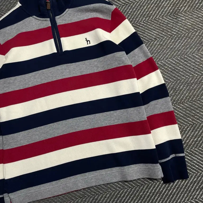 [BUNJANG] Hazzys Striped Knit Half-Zip Long Sleeve T-Shirt / Hazzys 스트라이프 니트 카라 긴팔 반집업 티셔츠o 5586