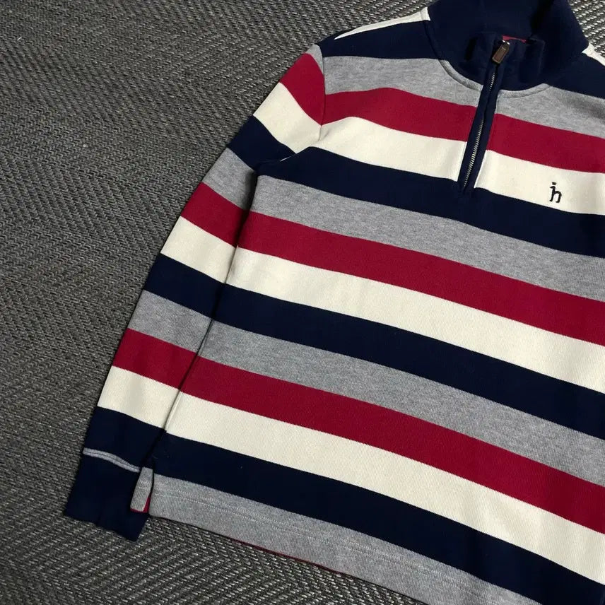 [BUNJANG] Hazzys Striped Knit Half-Zip Long Sleeve T-Shirt / Hazzys 스트라이프 니트 카라 긴팔 반집업 티셔츠o 5586