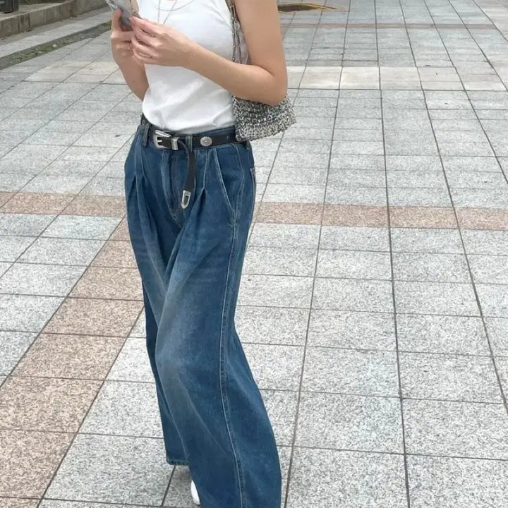 [BUNJANG] Hedermant 014 Pintuck Wide Denim M / 헤더먼트 014 핀턱 데님 판매