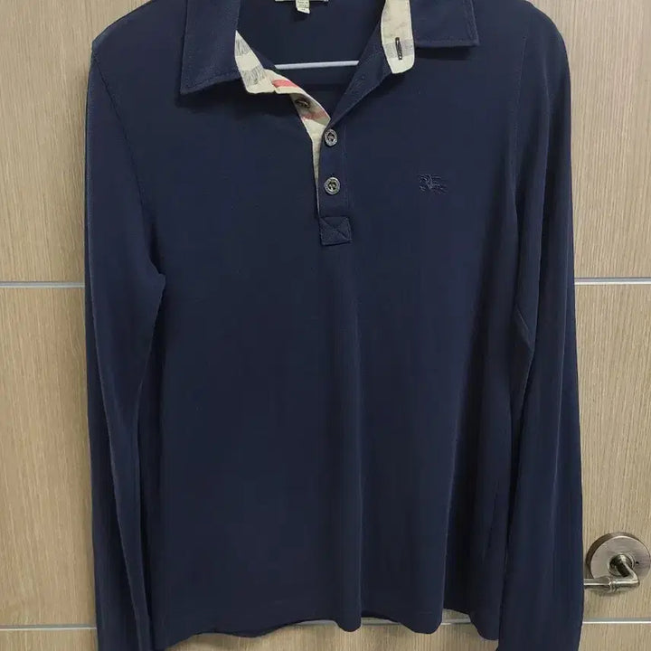 [BUNJANG] Burberry Navy Long Sleeve Polo Shirt / 버버리 네이비 긴팔 폴로티셔츠