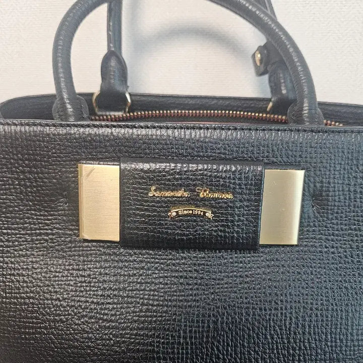 [BUNJANG] Samantha Thavasa Black Leather Tote Bag / 사만사타바사 블랙 토트백