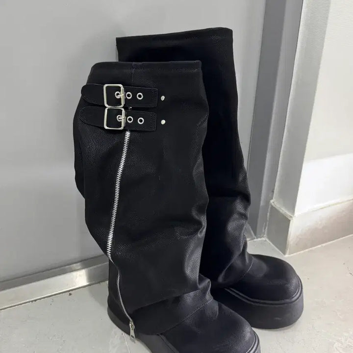 [BUNJANG] Bold Round Buckle Warmer Boots / 볼드 라운드 버클 워머 부츠