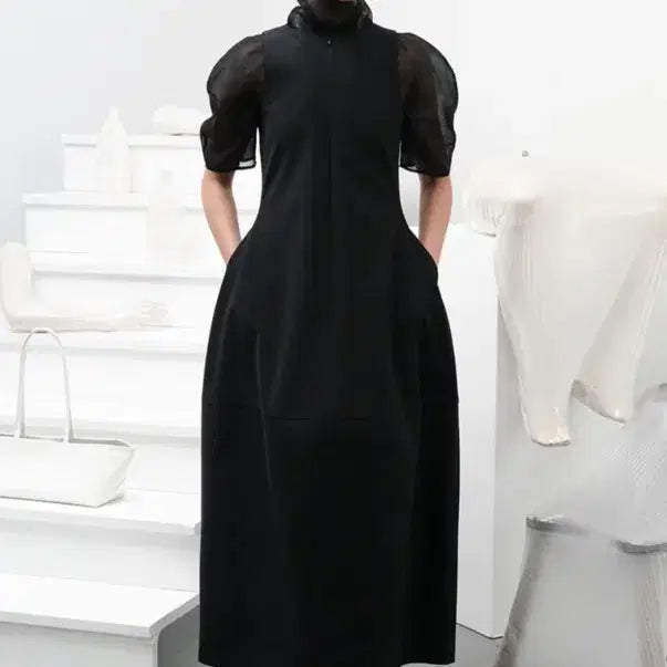[BUNJANG] Amomento Hourglass Long Dress Black / 아모멘토 아워글라스 원피스 정가 35.9