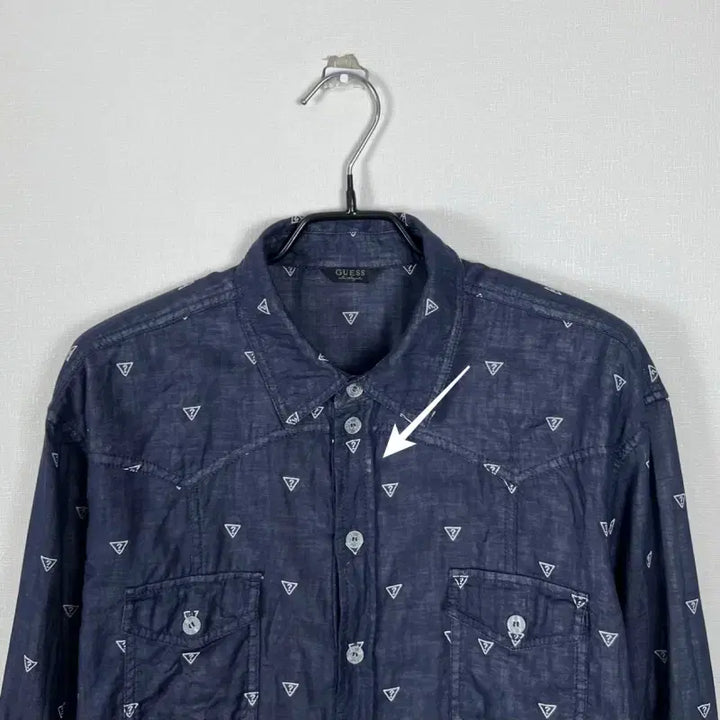 [BUNJANG] Guess Logo Pattern Cotton Shirt Men XL / 게스/로고 패턴 면 셔츠 남방 남XL 105/라덴