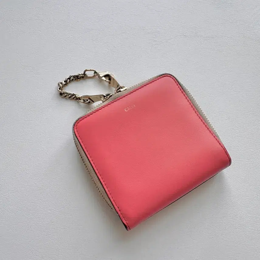 [BUNJANG] Chloe Coral Beige Two-Tone Bifold Wallet Full Set / 끌로에 코랄 베이지 투톤 반지갑 풀세트