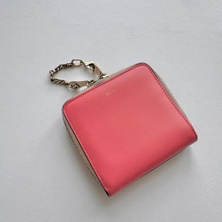 [BUNJANG] Chloe Coral Beige Two-Tone Bifold Wallet Full Set / 끌로에 코랄 베이지 투톤 반지갑 풀세트