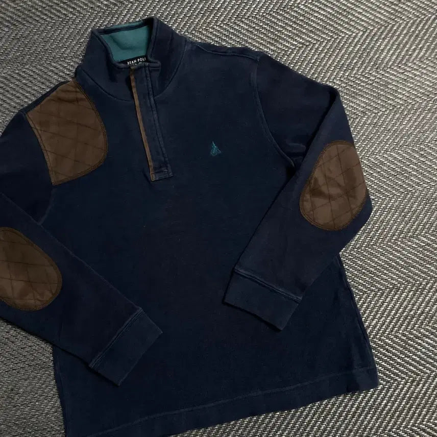 [BUNJANG] Beanpole Patch Detail Half Zip Long Sleeve T-Shirt / 빈폴 패치 디테일 하프 반집업 긴팔 티셔츠o 5596