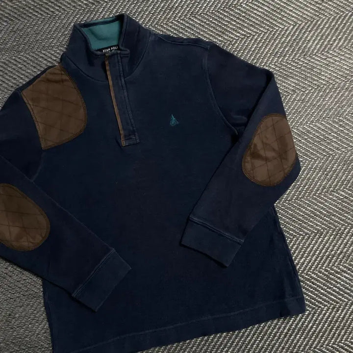 [BUNJANG] Beanpole Patch Detail Half Zip Long Sleeve T-Shirt / 빈폴 패치 디테일 하프 반집업 긴팔 티셔츠o 5596
