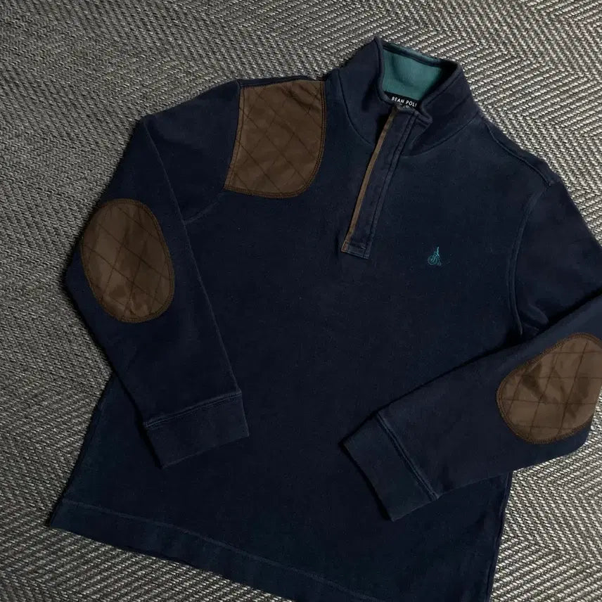 [BUNJANG] Beanpole Patch Detail Half Zip Long Sleeve T-Shirt / 빈폴 패치 디테일 하프 반집업 긴팔 티셔츠o 5596