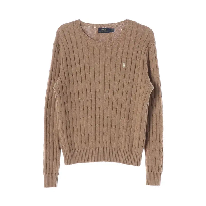 [BUNJANG] Polo Ralph Lauren Cable Knit Crewneck Cotton Sweater Camel / 폴로 랄프 로렌 케이블 니트 크루넥 코튼 스웨터 카멜