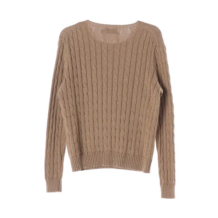 [BUNJANG] Polo Ralph Lauren Cable Knit Crewneck Cotton Sweater Camel / 폴로 랄프 로렌 케이블 니트 크루넥 코튼 스웨터 카멜