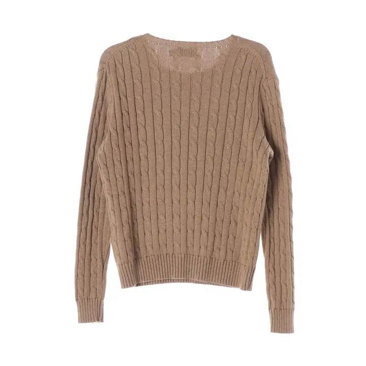 [BUNJANG] Polo Ralph Lauren Cable Knit Crewneck Cotton Sweater Camel / 폴로 랄프 로렌 케이블 니트 크루넥 코튼 스웨터 카멜