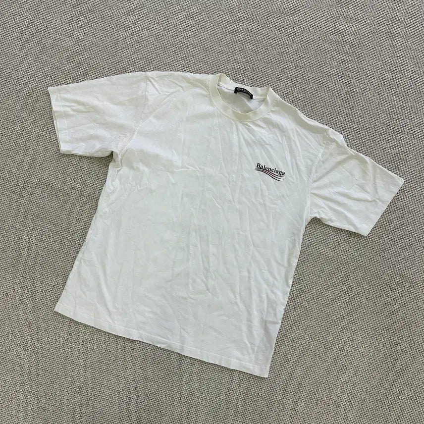 [BUNJANG] L Vintage White Logo Short Sleeve T-Shirt / L 빈티지 화이트 로고 반팔 티 0511D