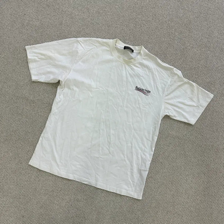 [BUNJANG] L Vintage White Logo Short Sleeve T-Shirt / L 빈티지 화이트 로고 반팔 티 0511D