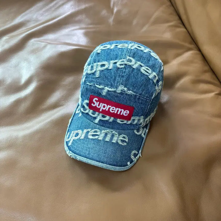 [BUNJANG] Supreme 21ss Frayed Denim Camp Cap / 슈프림 캠프캡 모자 박스로고 21ss 프레이드 데님