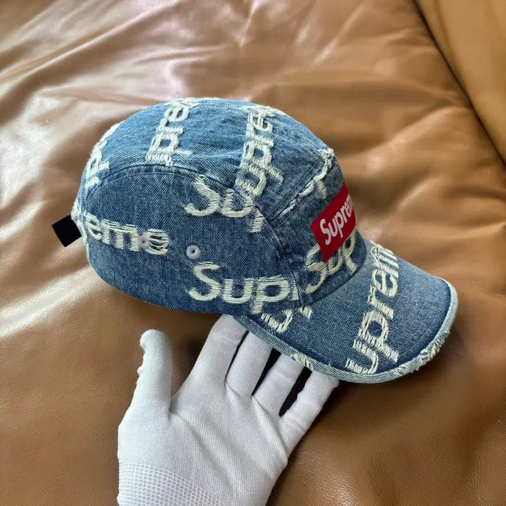 [BUNJANG] Supreme 21ss Frayed Denim Camp Cap / 슈프림 캠프캡 모자 박스로고 21ss 프레이드 데님