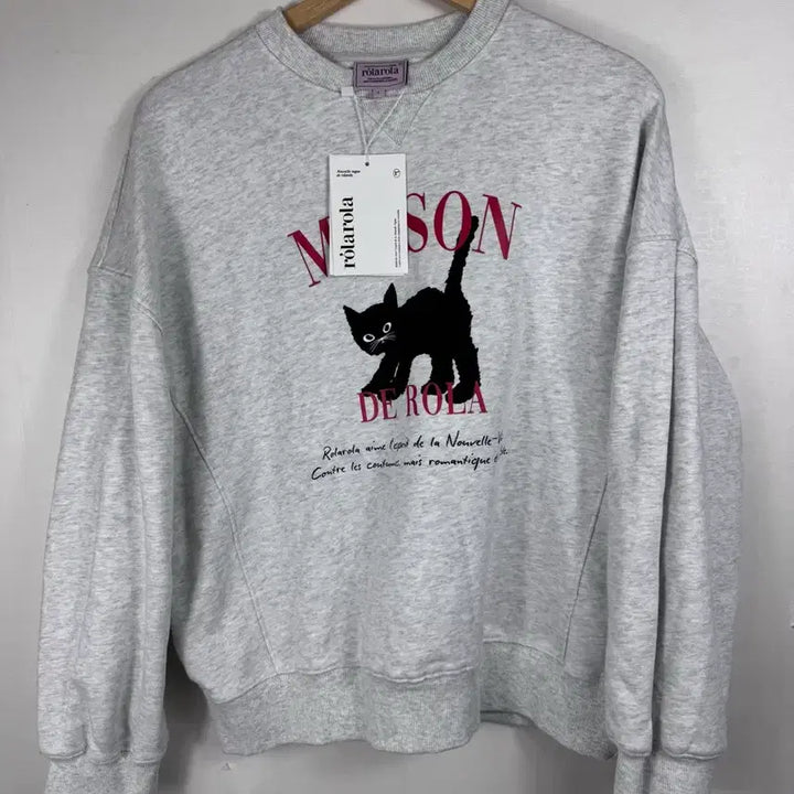 [BUNJANG] LolaLola Cat Sweatshirt (Melange Grey, Size S) / 롤라롤라 고양이 맨투맨 S 새상품