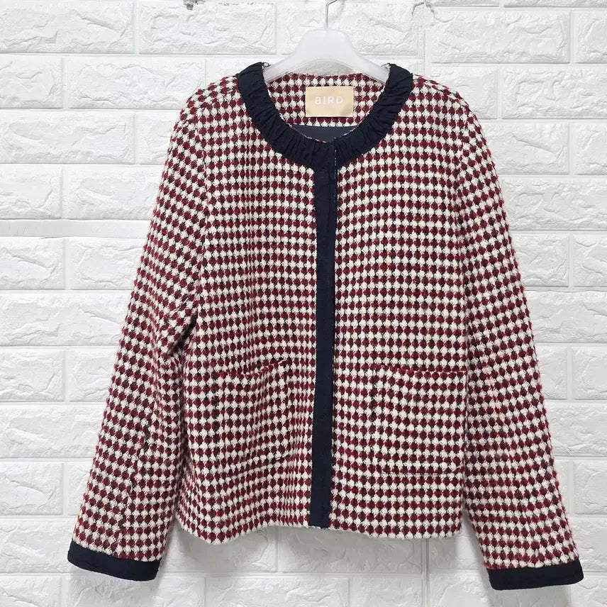 [BUNJANG] Han Style Bird Red Tweed Jacket (New) / L 한섬 버드 레드 트위드 자켓 (새상품) D176