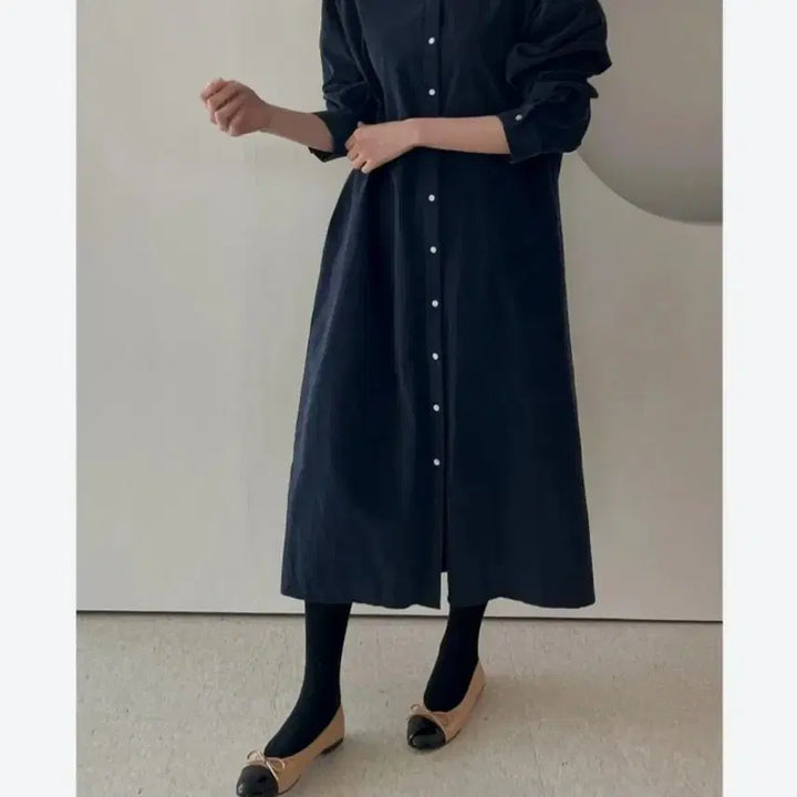 [BUNJANG] Shirt-Style Long Dress (Free Size) / 여유핏 낙낙핏 셔츠형 롱원피스 ( 프리사이즈)