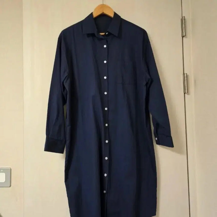 [BUNJANG] Shirt-Style Long Dress (Free Size) / 여유핏 낙낙핏 셔츠형 롱원피스 ( 프리사이즈)