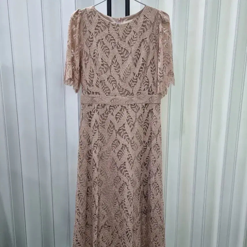 [BUNJANG] Lace Long Dress - Pink Beige / 레이스 롱 원피스 핑크베이지