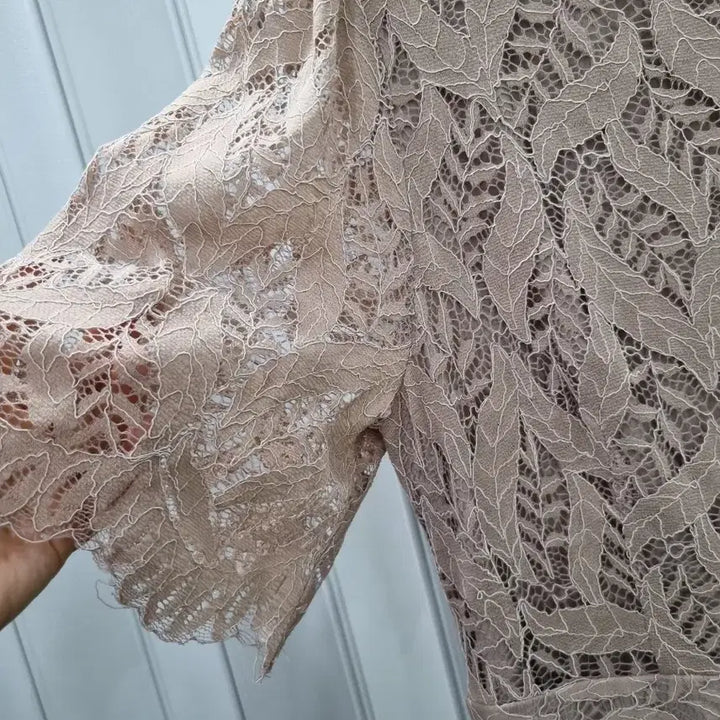 [BUNJANG] Lace Long Dress - Pink Beige / 레이스 롱 원피스 핑크베이지