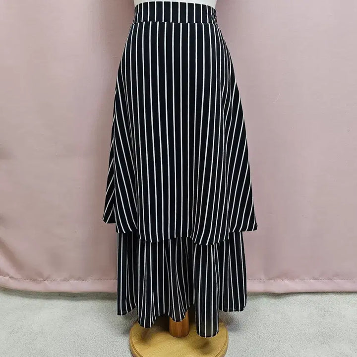 [BUNJANG] Buy Buy Seop Striped Tiered Long Skirt / 바이바이섭 스트라이프 캉캉 롱스커트