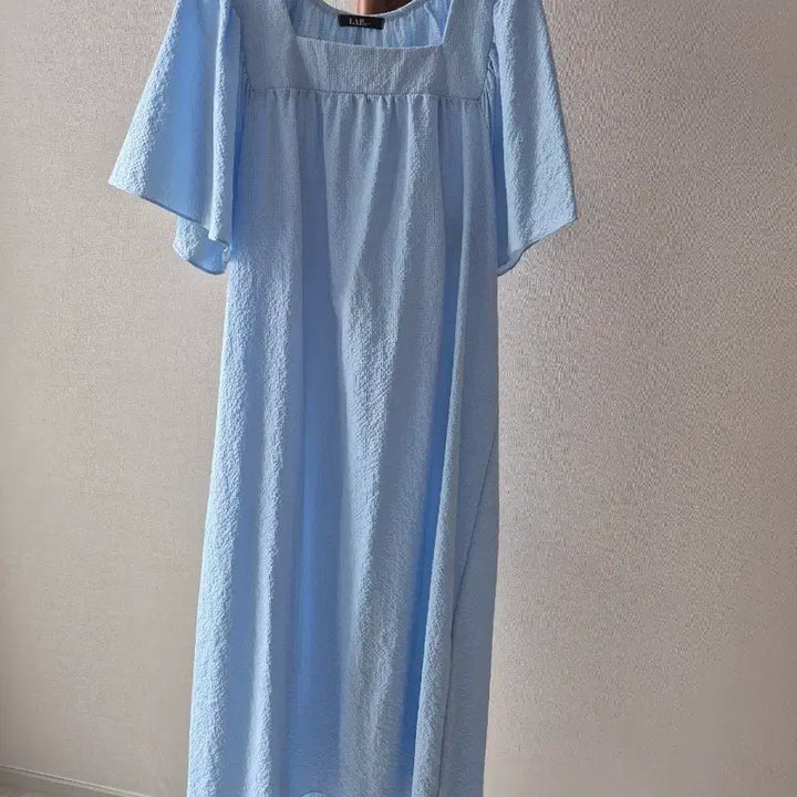 [BUNJANG] LAP Square Neck Short Sleeve Dress Sky Blue / LAP스퀘어넥 스카이 반팔 원피스
