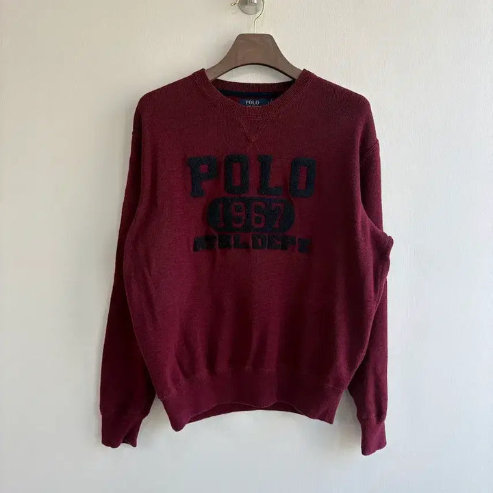 [BUNJANG] Polo Burgundy Knit Sweatshirt L / 폴로 자주 니트 맨투맨
